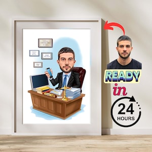 Personalized Lawyer,Cartoon Portrait, Lawyer Portrait, Lawyer Gift, Lawyer Cartoon, Custom Cartoon, Lawyer Caricature, Caricature from Photo