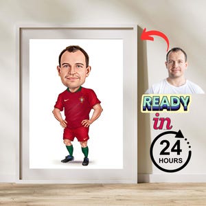 Football Player Gift, Football Player Caricature from Photo, Funny Football Player Cartoon Drawing, Soccer Player Digital Portrait for Men