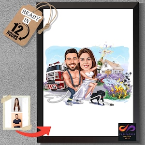 Caricatura de casamento – Desenho personalizado de noivos a partir de foto, presente de casamento exclusivo, casal engraçado, foto de desenho animado, casal com garrafa