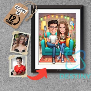 Custom Couple Caricature from Photo | Fun Romantic Cartoon Portrait | Anniversary, Wedding or Valentine Gift | Digital Download , cartoon