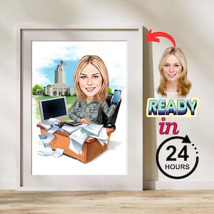 Female Soldier Caricature Drawing from Photo, Custom Soldier Cartoon Portrait, Soldier Gift for Women, Soldier Wall Art, Funny Soldier Gift