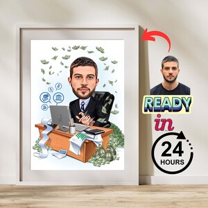 Custom Accountant Cartoon Portrait, Accountant Portrait, Accountant Gift, Accountant Caricature, Unique Accountant Gift, Accountant Drawing