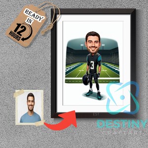 Jacksonville Jaguars American Football Drawing Football Player Caricature from Photo Football Cartoon Portrait Funny Football Gift