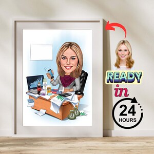 Custom Female Boss Cartoon Portrait, Boss Portrait, Gifts for Boss, Boss Caricature, Boss Lady Cartoon, Funny Boss Lady Caricature, Boss Art