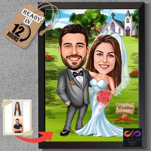 Custom Wedding Caricature: Bride and Groom Portrait (Digital Download)
