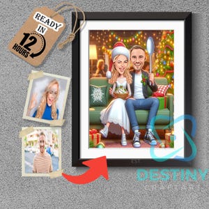 Custom Couple Caricature from Photo | Fun Romantic Cartoon Portrait | Anniversary, Wedding  Gift | Digital Download , cartoon photo