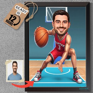 Custom Basketball Player Caricature Portrait: Sports Cartoon Drawing (Digital File)