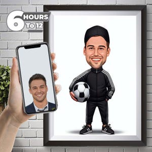 Lustige Trainerkarikatur, personalisierte Trainerkarikaturporträt, lustige Trainerkarikaturzeichnung vom Foto, Trainergeschenk