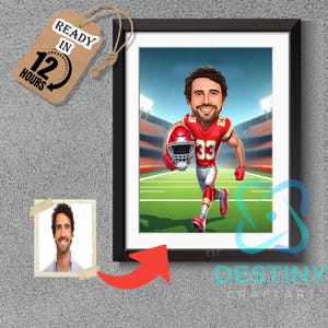 Kansas City Chiefs American Football Drawing Football Player Caricature from Photo Football Cartoon Portrait Funny Football Gift