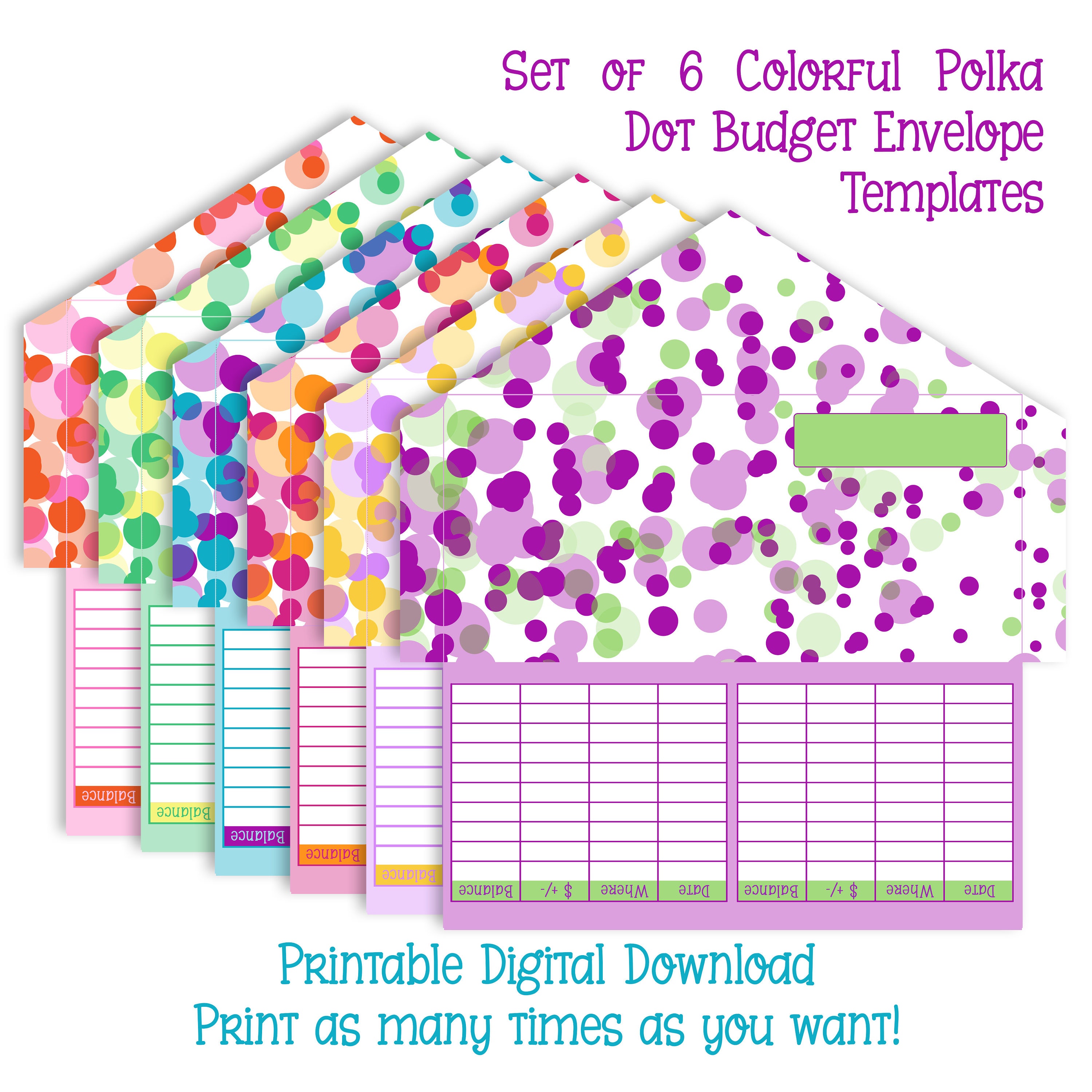 Printable Cash Envelope System - Set of 6 Envelope Patterns - Instant ...