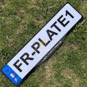 Moldura para placa francesa | Etiqueta de carro personalizada da UE | Suporte para placa de acrílico com bandeira da França | Maquete personalizada de acrílico | Conjunto dianteiro e traseiro