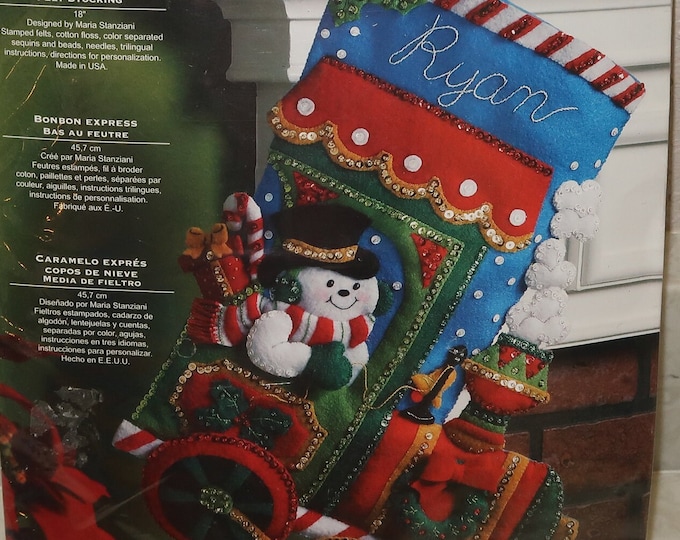 Cotton Bucilla Candy Express Christmas Stocking Kit 18