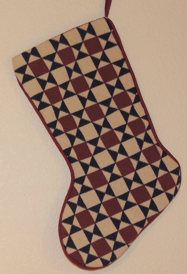 Needlepoint Country Quilt Pattern Christmas Stocking