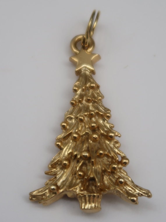 Vtg Gold Tone Christmas Tree Charm/Brooch