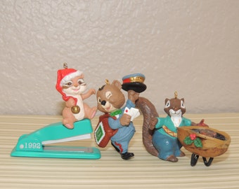 2 Chipmunks and a Squirrel Christmas Ornaments