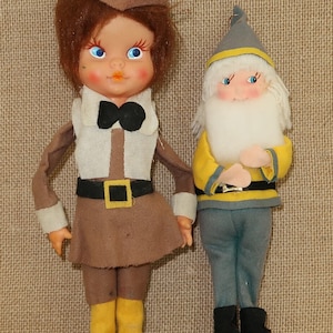 2 Japan Large Thanksgiving Pilgrim and Christmas Elf Ornaments