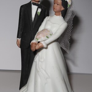 1988  Lefton China Hand Painted Bride and Groom Cake Topper