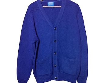 Pendleton Cardigan Sweater Men Large Blue Good Vintage Wool V-Neck Button Front