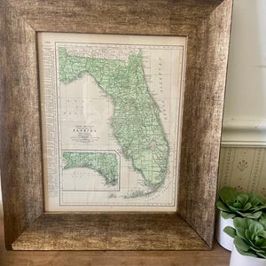 Vintage gerahmte Florida Karte - Original 1937 Rand McNally gerahmte Karte - nur eine verfügbar