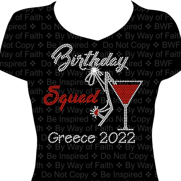 BIRTHDAY SQUAD with Destination Bling Rhinestone Shirt, Birthday Crew, Birthday Girl, Birthday Squad, My Birthday, Custom Tee