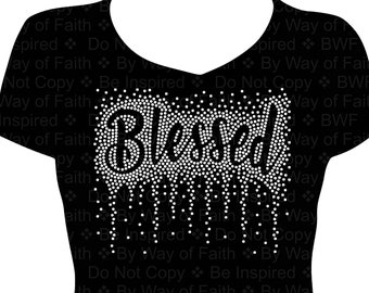 BLESSED Bling Rhinestone T-Shirt, Praying Girls Rock, Church, Inspiration, Women Gifts For Her, Motivation