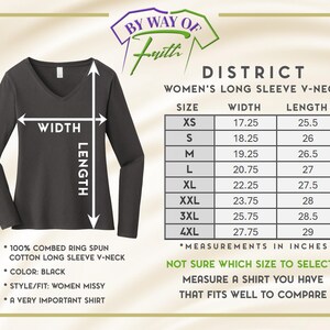 a women's long sleeve shirt with the measurements