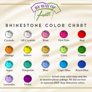a color chart of different colors of gems