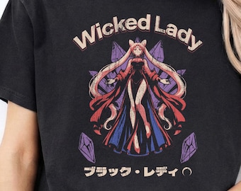 Wicked Lady Chibiusa, Sailor Moon 90s Anime Manga t-shirt, Black Lady tee