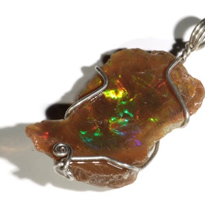 Opal Pendant Necklace (7.25 ct) Brown African Opal Pendant, Sterling Silver Wrapped Opal Rough, Raw Wrapped Opal Jewelry, Natural Rough Gem