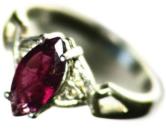 Purple Tourmaline Ring Size 6 Sterling Silver (.81 ct) November Birthstone Ring, Red Tourmaline Solitaire Ring, Pink Tourmaline Ring For Her