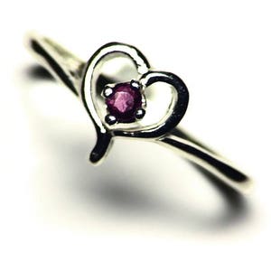 Ruby Womens Ring (0.12 ct) Ruby Heart Ring Sterling Silver Size 7 Solitaire Ring, Red Ruby Ring, Round Cut Ruby, Anniversary Gift For Her