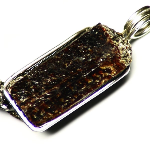 Vesuvianite Crystal Pendant in Silver, Vermont Gemstone, Sterling Silver Wire Wrap (22 ct) Rootbeer Brown Jewelry, Volcano Necklace, Igneous