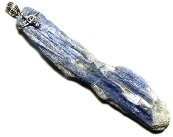 Raw Kyanite Necklace in Sterling Silver (69 ct) Blue Kyanite Crystal Jewelry, Handmade Kyanite Pendant, Genuine Kyanite Stone, Mens Pendant