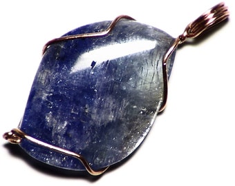 Blue Tanzanite Pendant in Rose Gold, Cats Eye Tanzanite Necklace (20 cts) 14k Rose Gold Tanzanite Jewelry, Real Tanzanite Cab Gift for Her