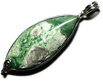 Variscite Necklace, Green Variscite Jewelry, Natural Variscite Cabochon Pendant in Sterling Silver, Handmade Silver Pendant, Artisan Gift