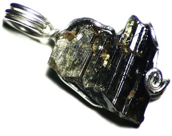 Golden Epidote Crystal Pendant Necklace, Brown Epidote Jewelry, Sterling Silver (15.6 ct) Chunky Mens Crystal Cluster Necklace, Gift For Him