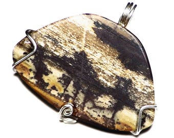 Picture Jasper Pendant, Autumn Picture Jasper Pendant in Sterling Silver, Autumn Jasper Necklace, Sterling Silver Wrapped Jasper Jewelry