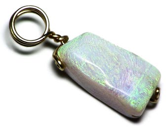 Australian Opal Stone Pendant, Gold Wire Wrap (6.7 ct) Rainbow Opal Jewelry, Opal Wire Wrap, Aussie Opal Jewelry, Gold Opal Valentines Gift