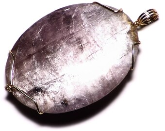Pink Tourmaline Necklace (39 ct) Cat&#39;s Eye Tourmaline Cab Pendant in 14k Gold Lavender Tourmaline Jewelry, Pastel Pink Catseye Necklace Gift