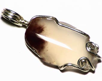 Red Plume Agate Necklace (35 ct) Real Agate Cabochon in Sterling Silver, Raw Pink Agate, Texas Springs, Natural Stone Jewelry, Earth Mined