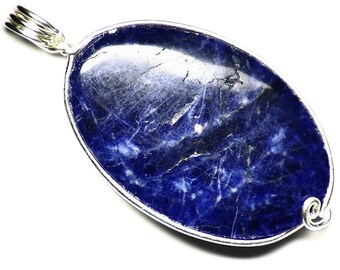 Sodalite Pendant Necklace, Pure Blue Sodalite Jewelry in Sterling Silver, Handmade Sodalite Necklace, Sodalite Oval Jewelry, Blue Stone Gift