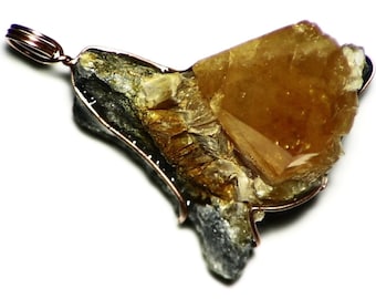 Orange Scheelite Crystal Pendant (105 ct) 14k Rose Gold, Rare Gem, Raw Scheelite Necklace, Genuine Gemstone Jewelry, Rare Gem from China