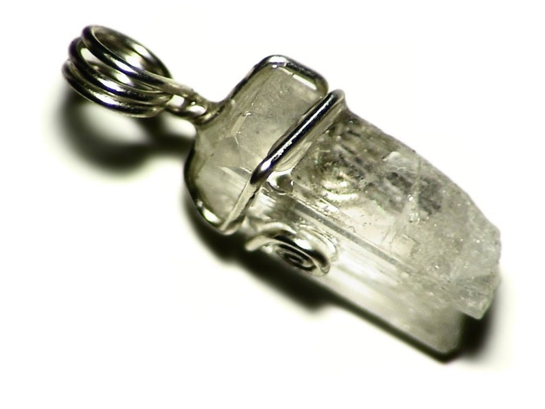 Silver Gift Danburite Wire Wrap Pendant Big Crystal Pendant 12.2 ct Raw Danburite Crystal Jewelry Danburite Necklace in Sterling Silver