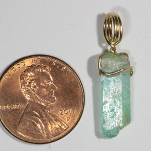 Raw Emerald Crystal Pendant in Solid Gold Wire 3.5 ct image 2