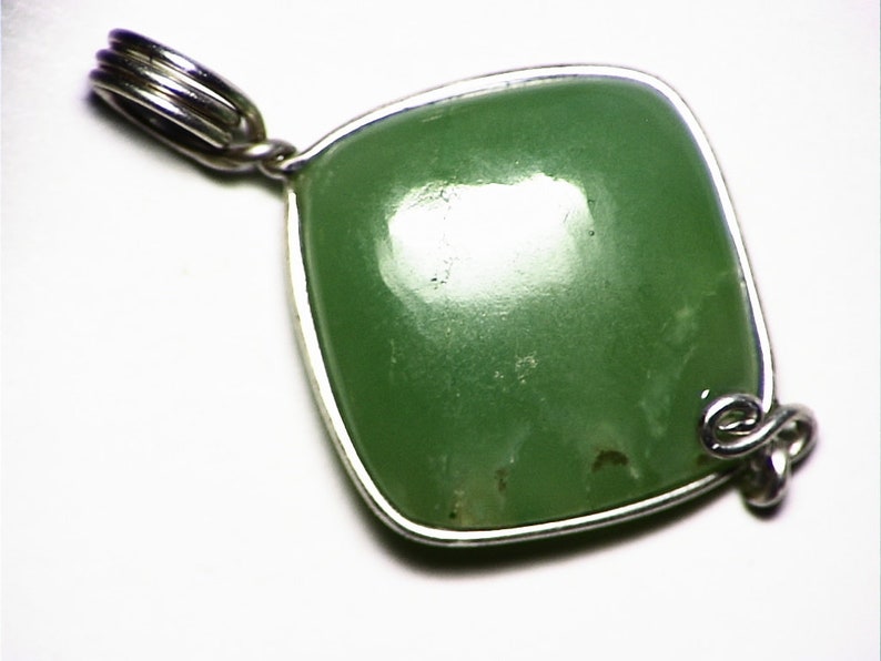 Untreated Gem Jewelry For Girlfriend Real Australian Gemstone Necklace Green Chrysoprase Pendant in Sterling Silver Wire Wrap For a Woman