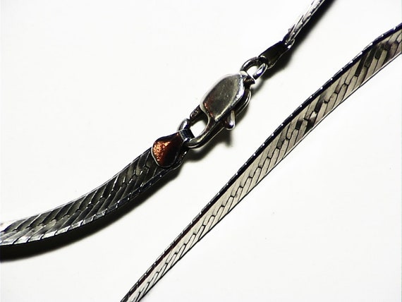 Herringbone Chain 16", Solid Sterling Chain Neckl… - image 4
