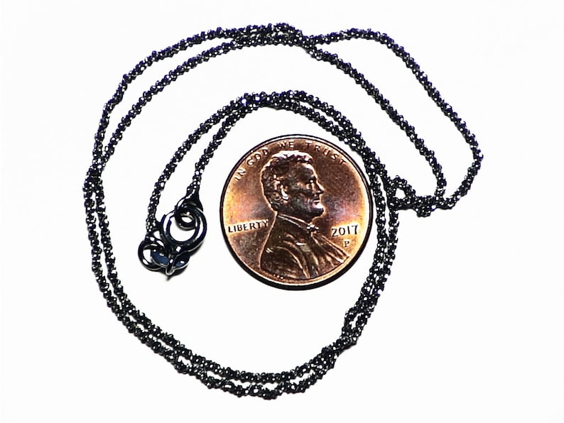 Black Silver Chain Necklace Diamond Cut Chain 16 Inch Etsy