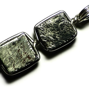 Double Pyrite Crystal Pendant in Sterling Silver, Raw Pyrite Cubes, Fools Gold Necklace, Iron Pyrite Cluster Necklace, Multi Stone Pendant