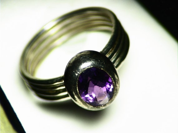 Amethyst Ring Sterling Silver Size 6 Amethyst Sol… - image 7