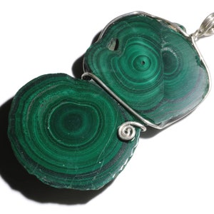 Malachite Pendant, Congolese Malachite Stalactite in Silver, Raw Malachite Slice Necklace, Large Statement Necklace, Huge Malachite Jewelry